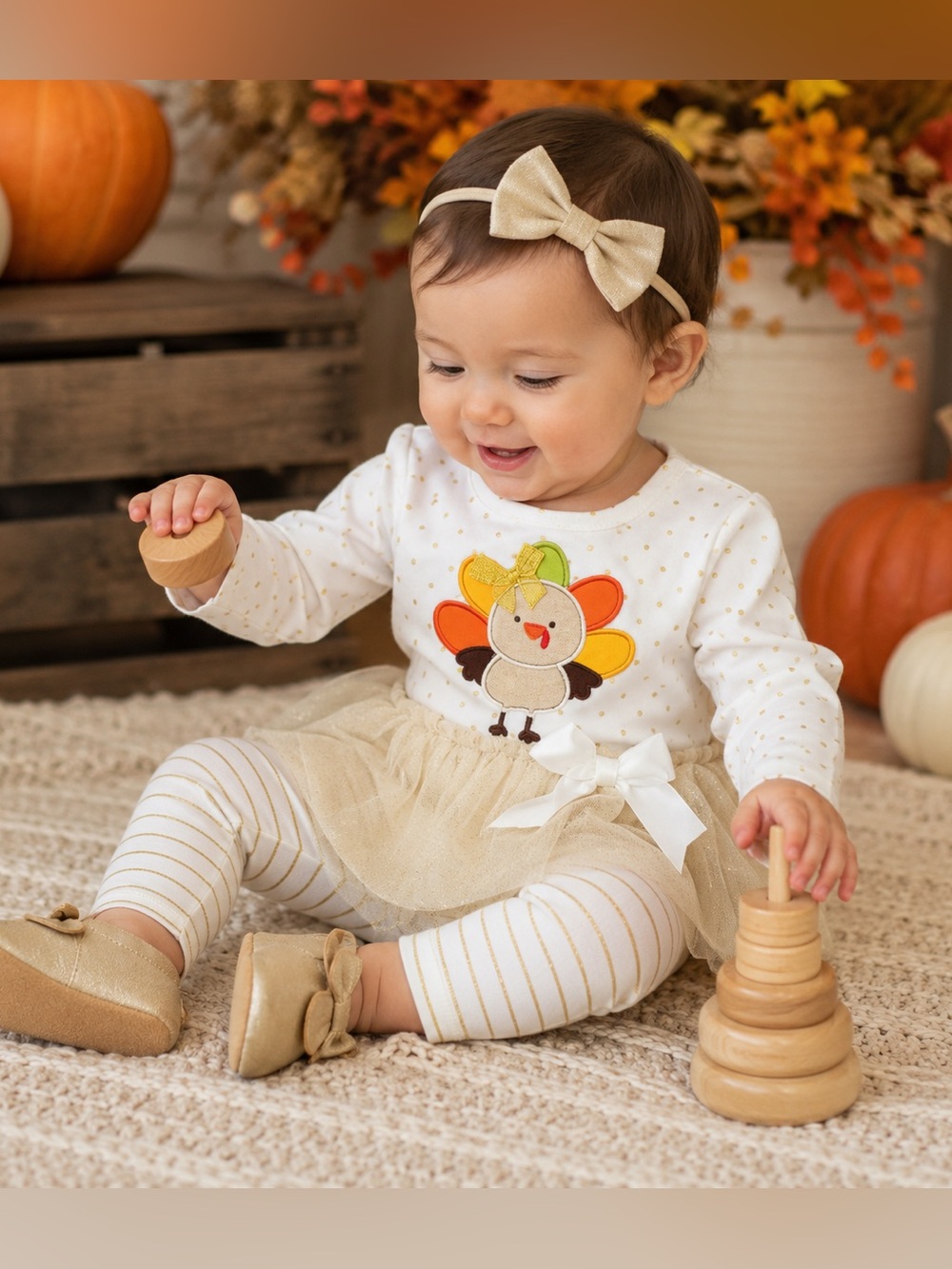 Baby Essentials Thanksgiving Turkey top  12M NWT Tutu Legging Set